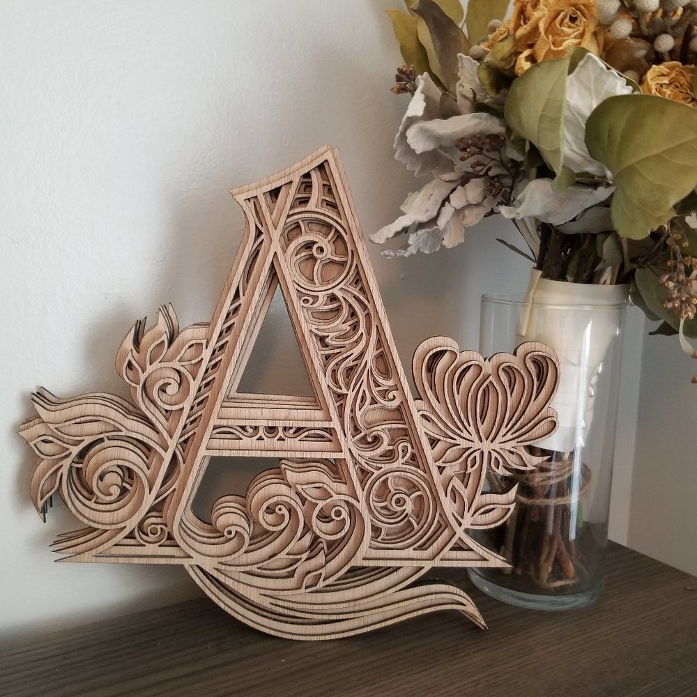 Letter A B C D E F G H I-Wood Multi-layer Monogram